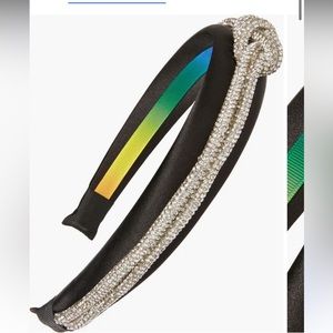 KURT GEIGER Tubular Crystal Knot Headband BLACK White Crystal